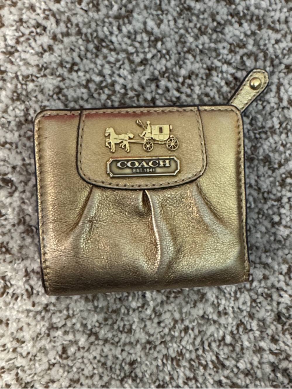 Coach Metallic Gold Leather Compact Wallet
